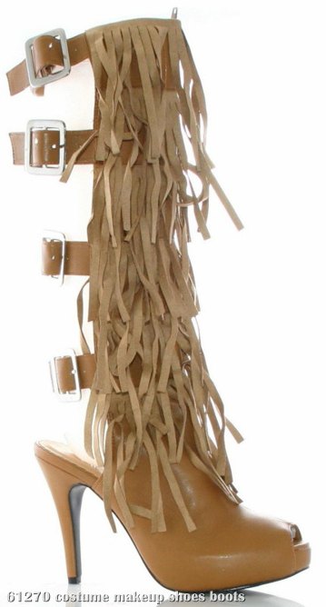 Tan Fringe Adult Shoes - Click Image to Close