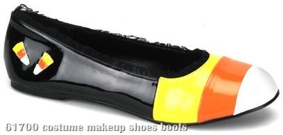 Candykorn (Black) Patent Flat Adult Shoes - Click Image to Close