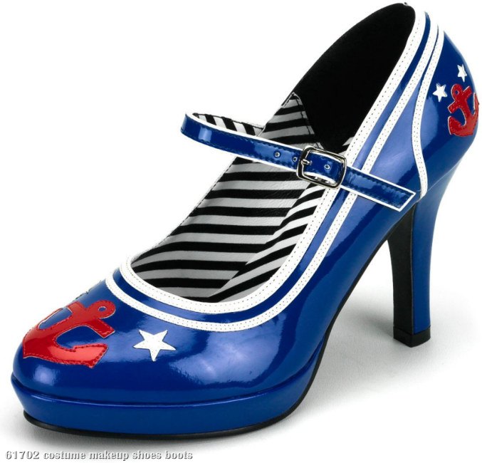 Blue Sailor Heel Adult Shoes - Click Image to Close