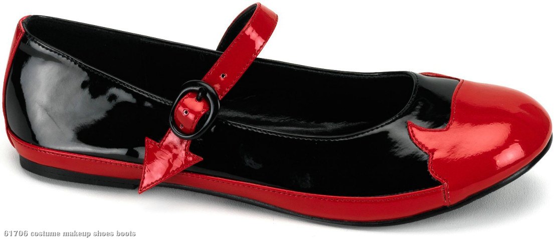 Devil (Black) Patent Flat Adult Shoes - Click Image to Close