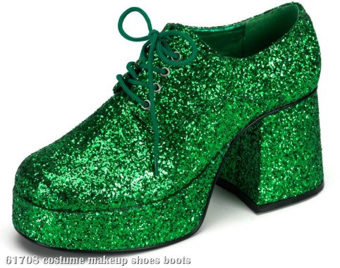 Green Glitter Platform Adult Shoes - Click Image to Close