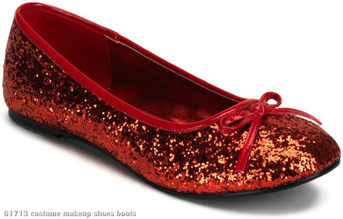 Red Glitter Star Flat Adult Shoes