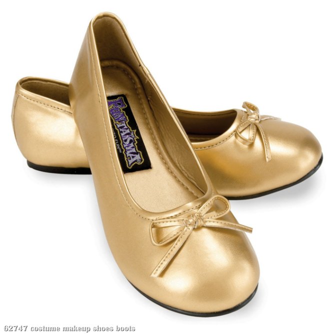 Ballet Flat (Gold) Child Shoes - Click Image to Close
