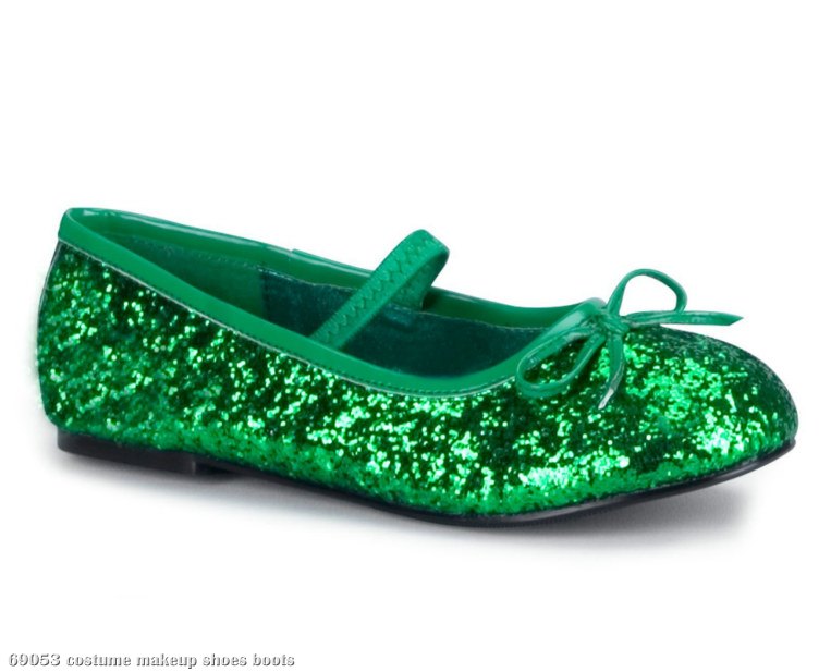 Green Sparkle Flat Shoes Child - Click Image to Close