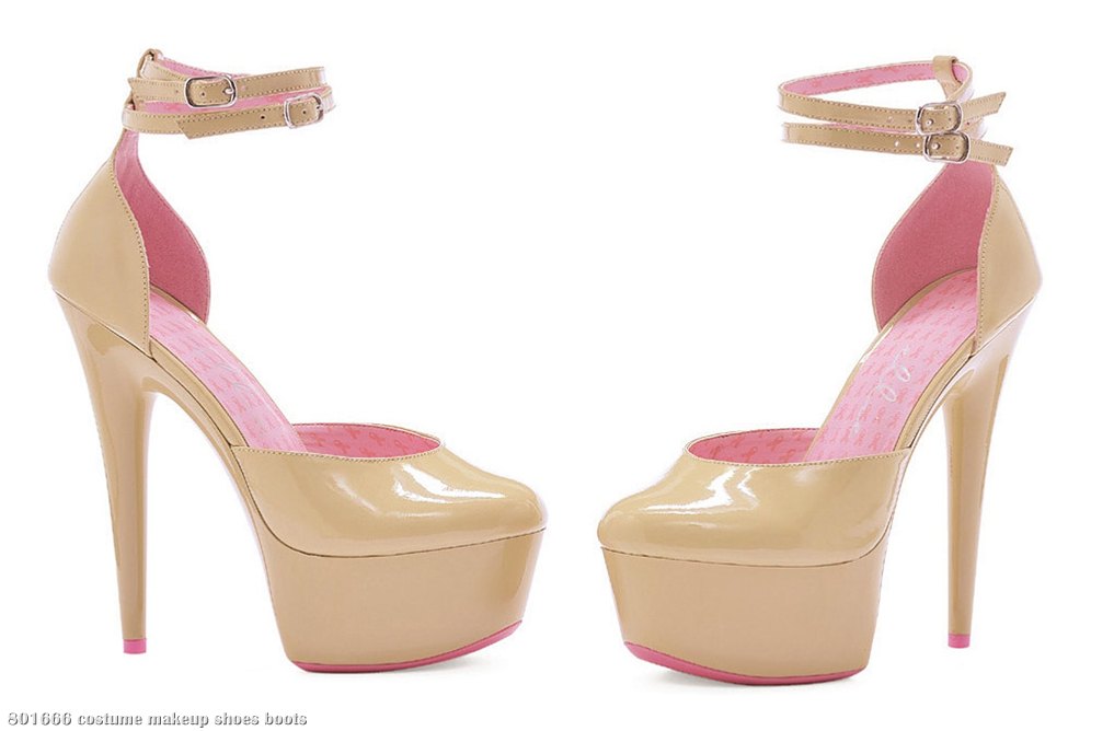 Pink Ribbon Cancer Awareness - Nude Platform Shoes - Click Image to Close