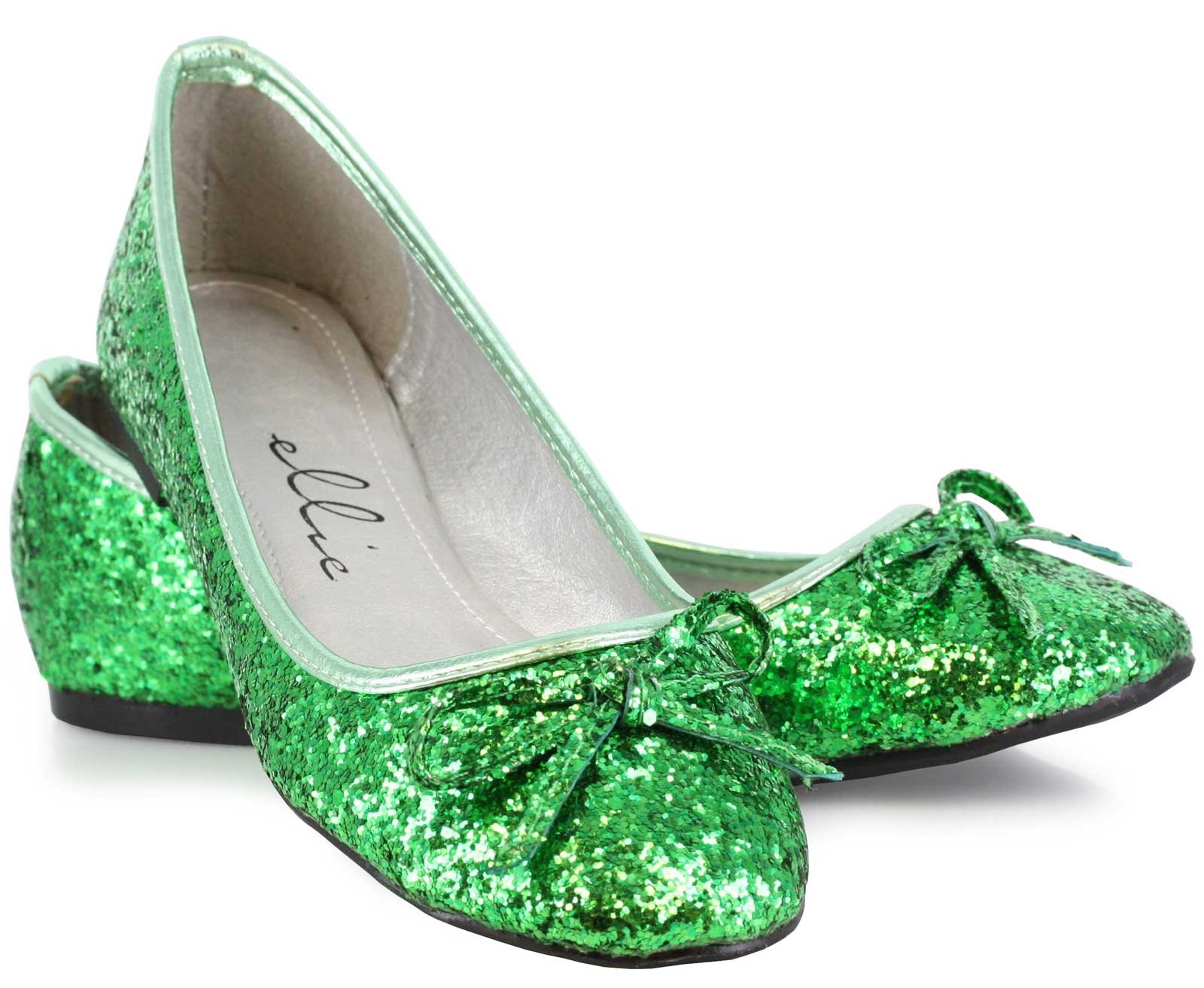 Mila Green Glitter Adult Ballet Flats - Click Image to Close