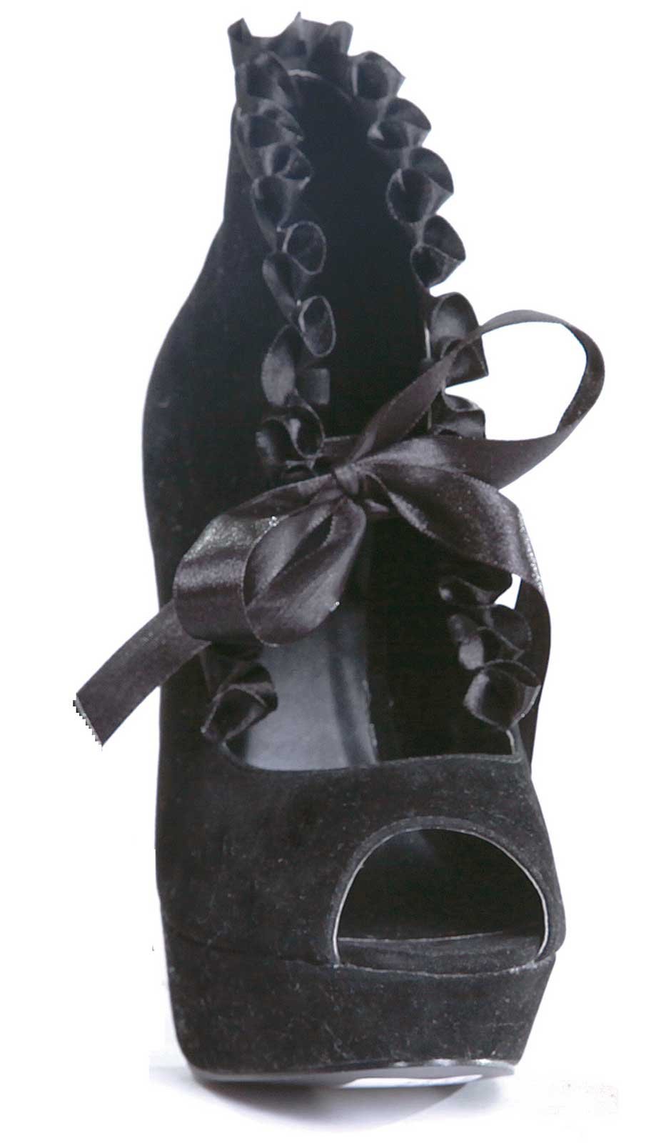 Black Velvet Peep Toe Adult Boots