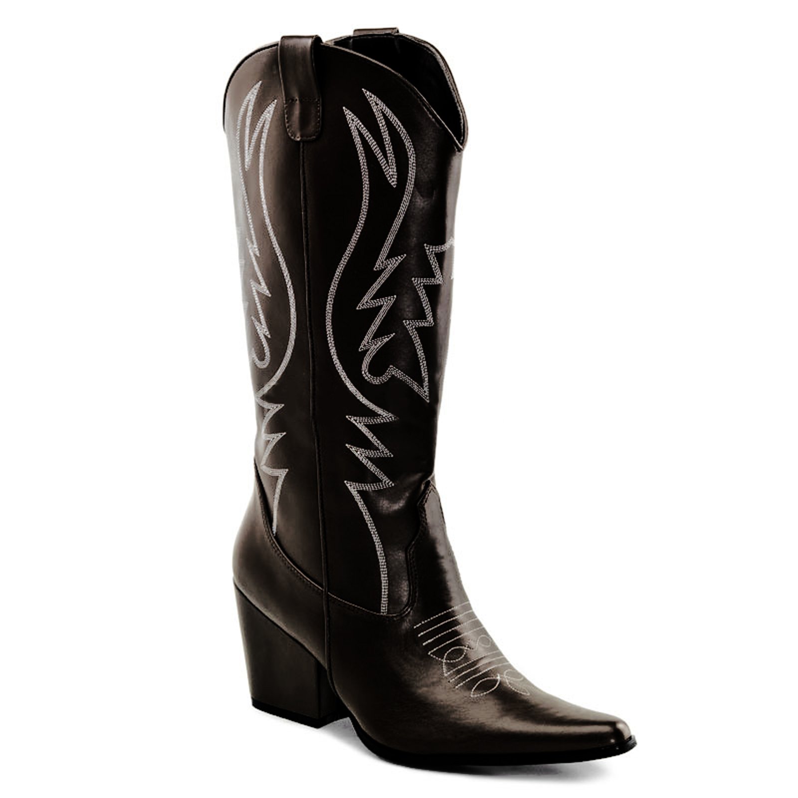 Western Cowboy (Black) Female Adult Boots - Click Image to Close