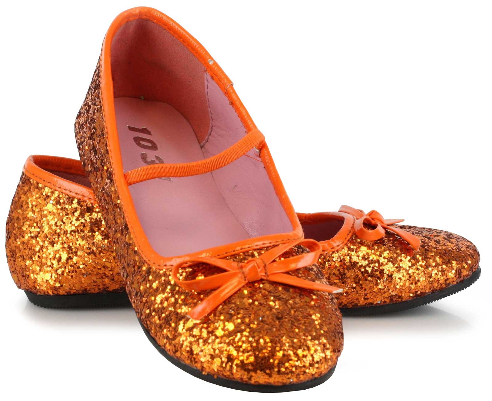 Orange Sparkle Ballet Flat Child Shoes - Click Image to Close