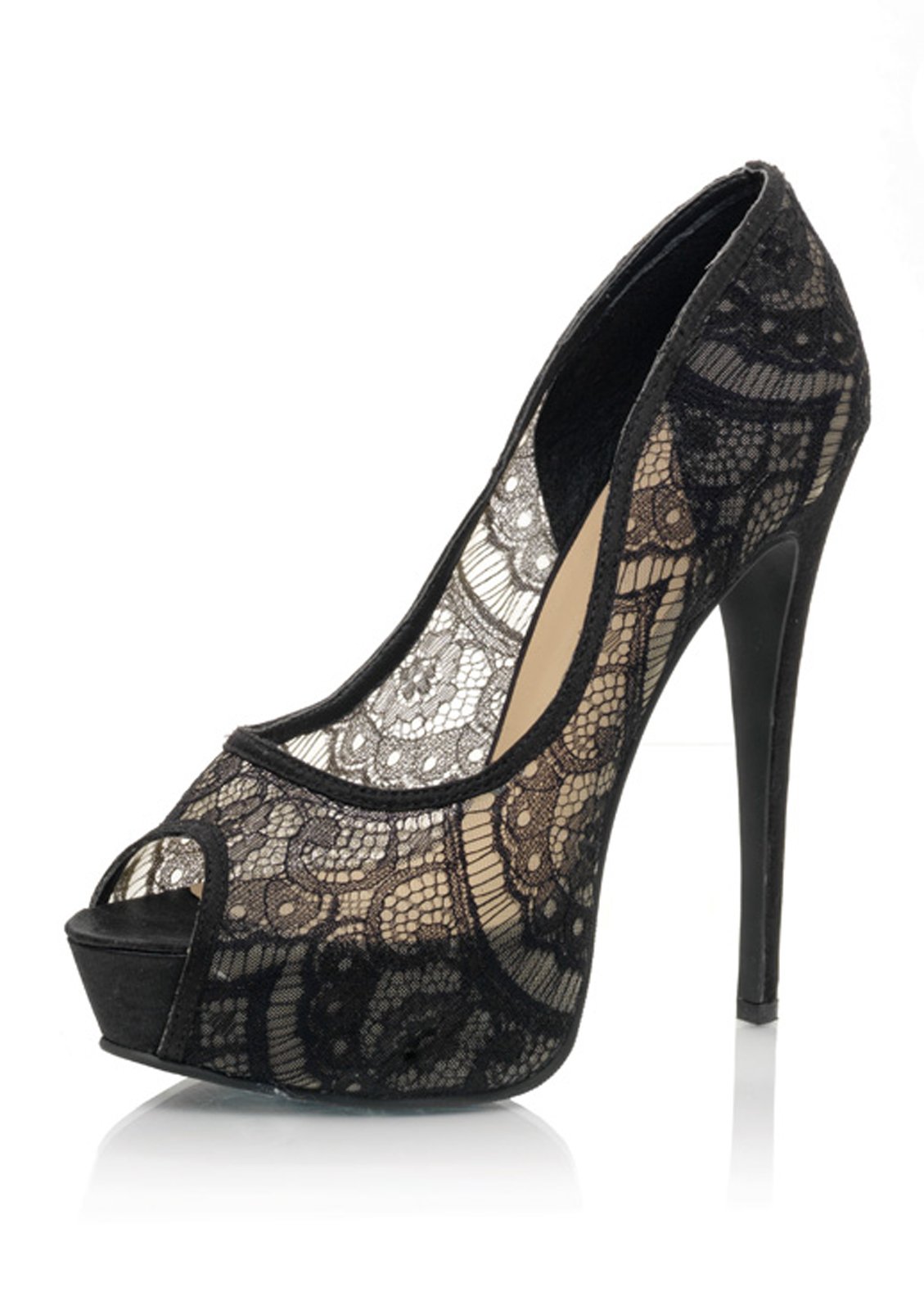 Olivia (Black) Sheer Lace Pumps Adult Shoes