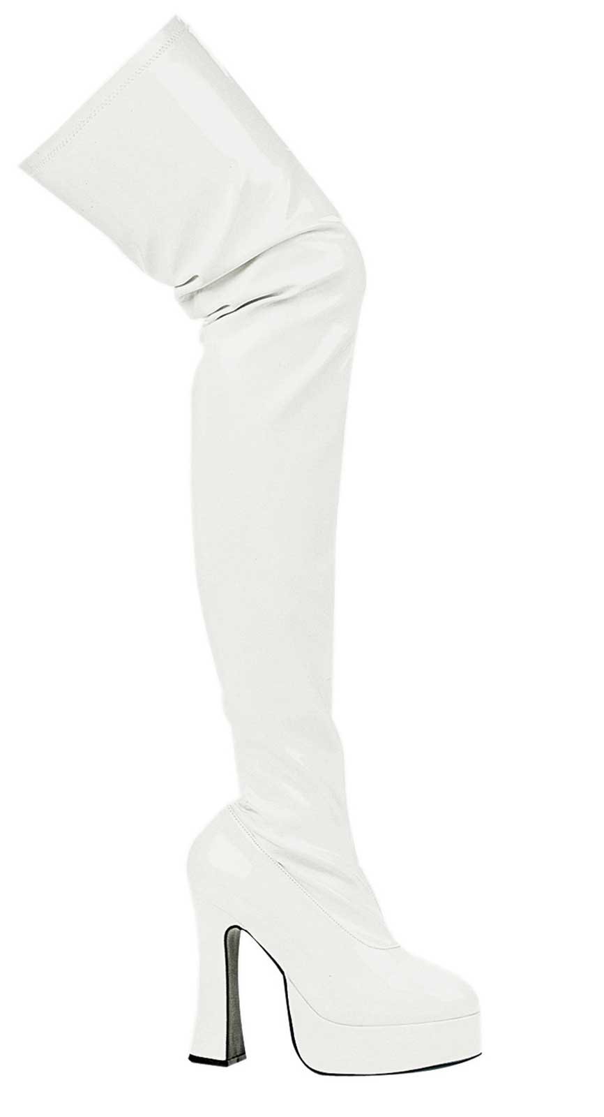 Thrill White Patent Thigh High Adult Boots