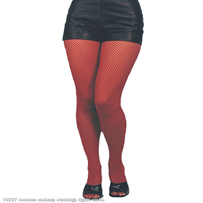 Red Fishnet Tights XL - Click Image to Close