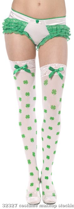 Thigh High Shamrock Stockings - Click Image to Close