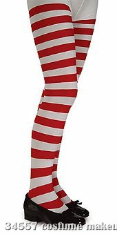 Red and White Striped Tights - Child