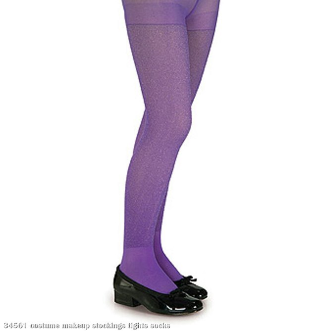 Purple Glitter Tights - Child - Click Image to Close