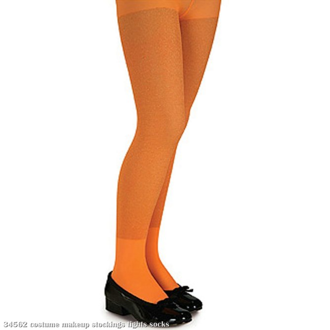 Orange Glitter Tights - Child - Click Image to Close