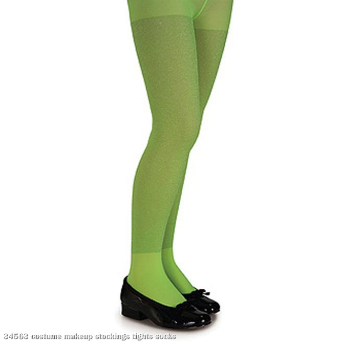 Lime Green Glitter Tights - Child