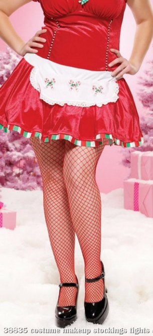 Fence Net Pantyhose Adult Plus (Red) - Click Image to Close