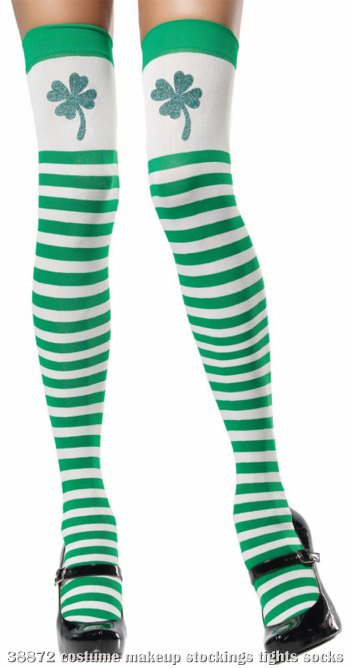 Clover Top Green and White Thigh Highs Adult