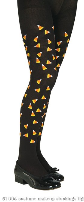 Child Candy Corn Print Tights - Click Image to Close