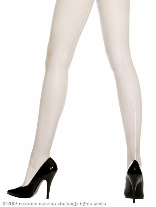 Sheer Backseam Pantyhose (White) - Adult - Click Image to Close