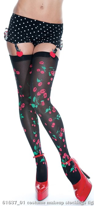 French Kiss Black Hotpants with Cherry Hosiery - Click Image to Close