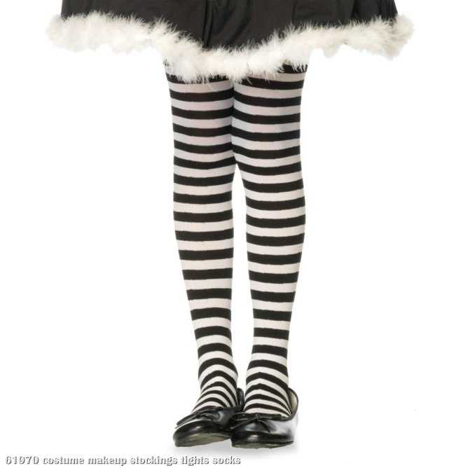 Child (Black/White) Striped Tights - Click Image to Close