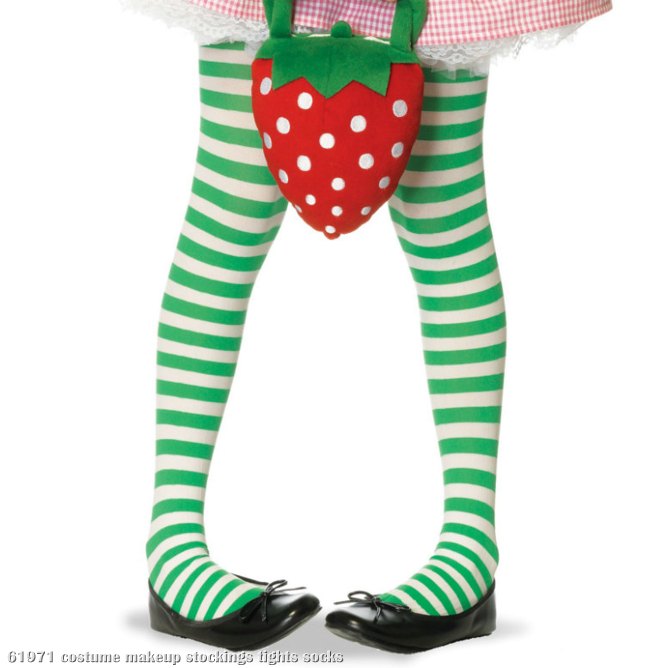 Green/White Striped Tights Child - Click Image to Close
