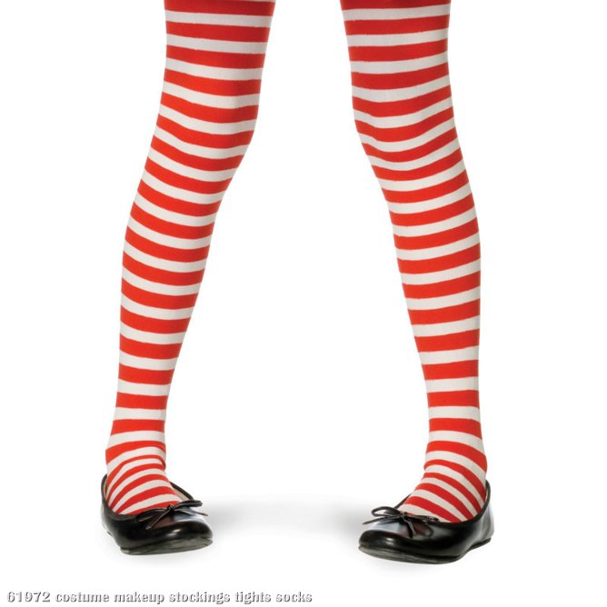 Red/White Striped Tights Child