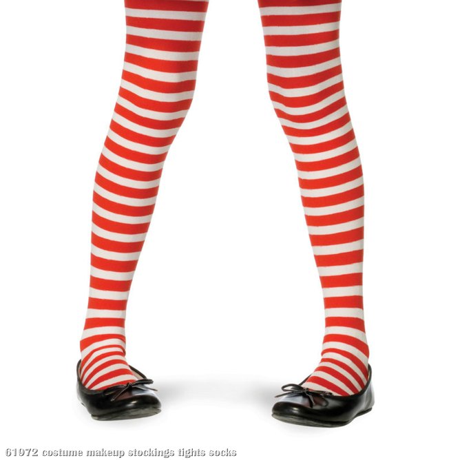 Red/White Striped Tights Child - Click Image to Close