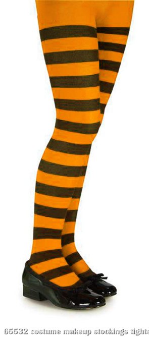 Orange and Black Striped Tights - Child - Click Image to Close