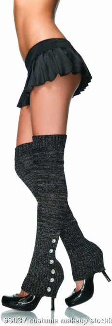 Extra Long Leg Warmers (Black/Silver) Adult - Click Image to Close