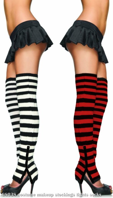 Extra Long Striped Leg Warmers Adult - Click Image to Close