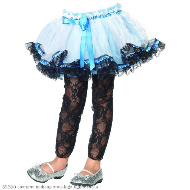 Lace Footless Tights (Black) Child - Click Image to Close