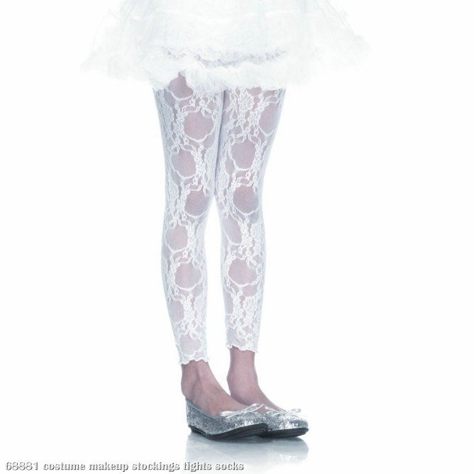 Lace Footless Tights (White) Child