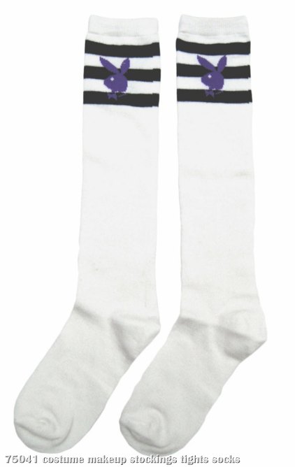 Playboy Knee-High Striped (White/Black) Adult Socks