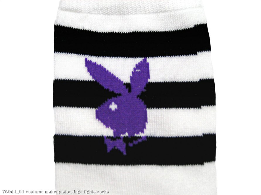 Playboy Knee-High Striped (White/Black) Adult Socks
