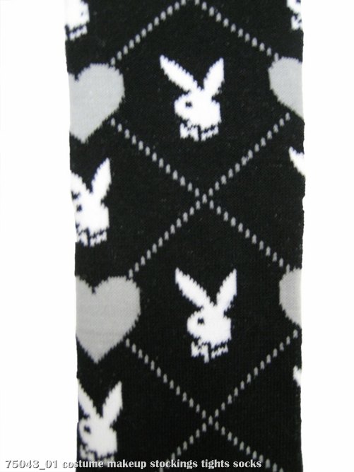 Playboy Knee-High Argyle Heart (Black/Gray) Adult Socks