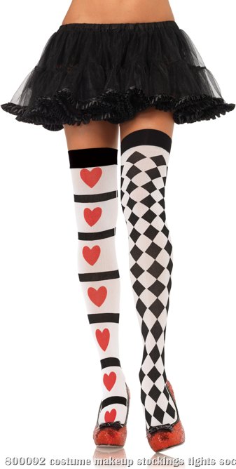 Harlequin And Heart Thigh Highs (Adult) - Click Image to Close