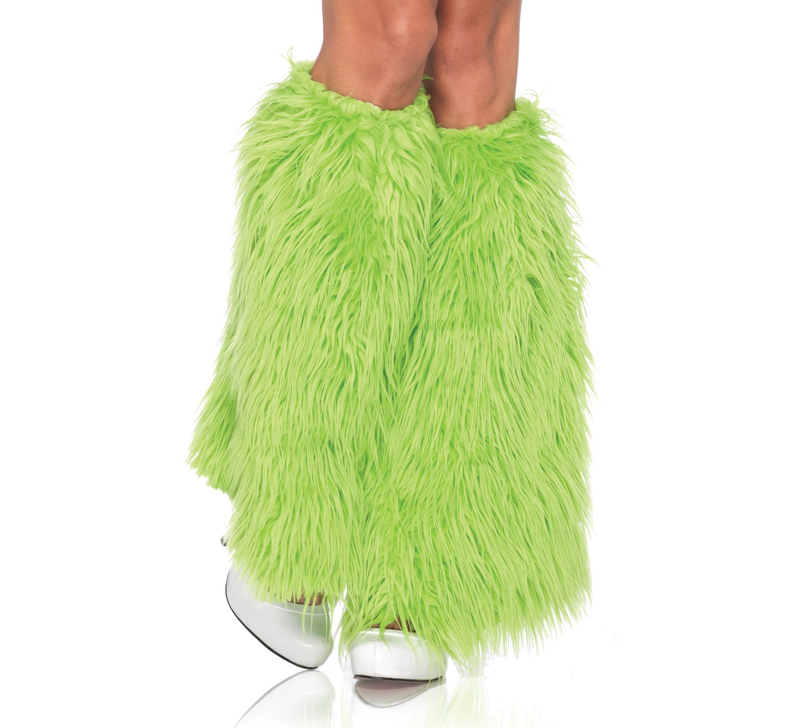 Furry Green Leg Warmers (Adult) - Click Image to Close