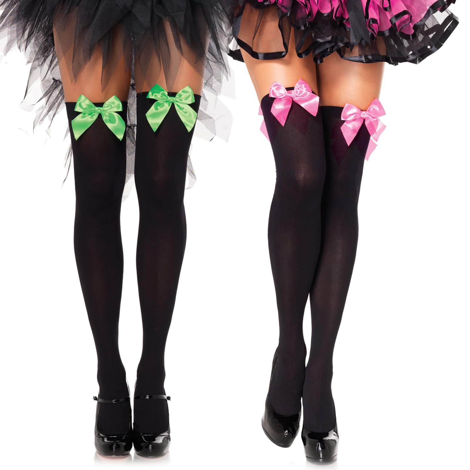Black Adult Thigh Highs With Bow