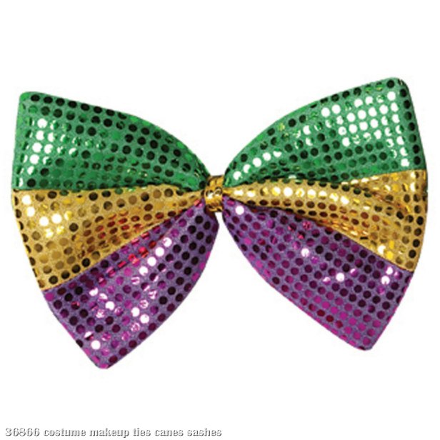 Mardi Gras Jumbo Glitz N Gleam Bow Tie - Click Image to Close