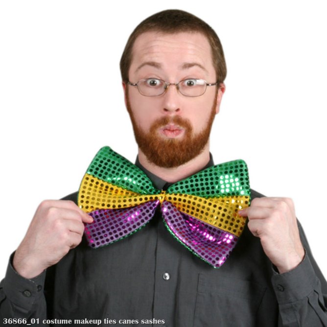 Mardi Gras Jumbo Glitz N Gleam Bow Tie - Click Image to Close