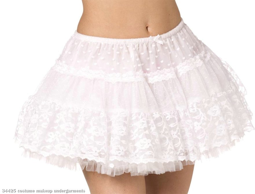 Tulle Lace Petticoat - White - Click Image to Close