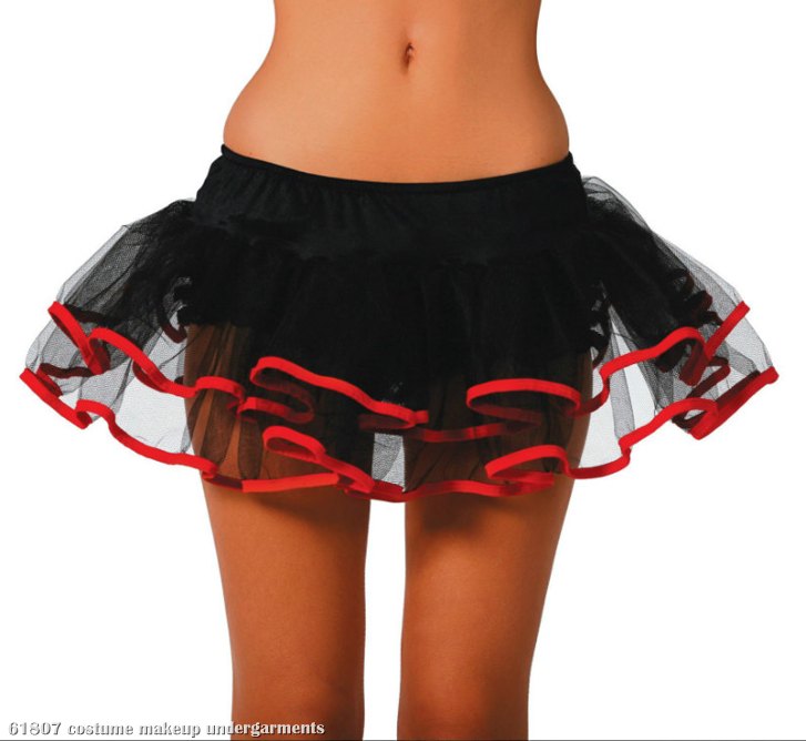 Double Layer Petticoat (Black/Red) Adult - Click Image to Close