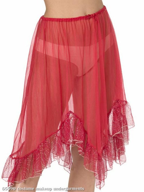 Red Knee Length Petticoat Adult Plus - Click Image to Close