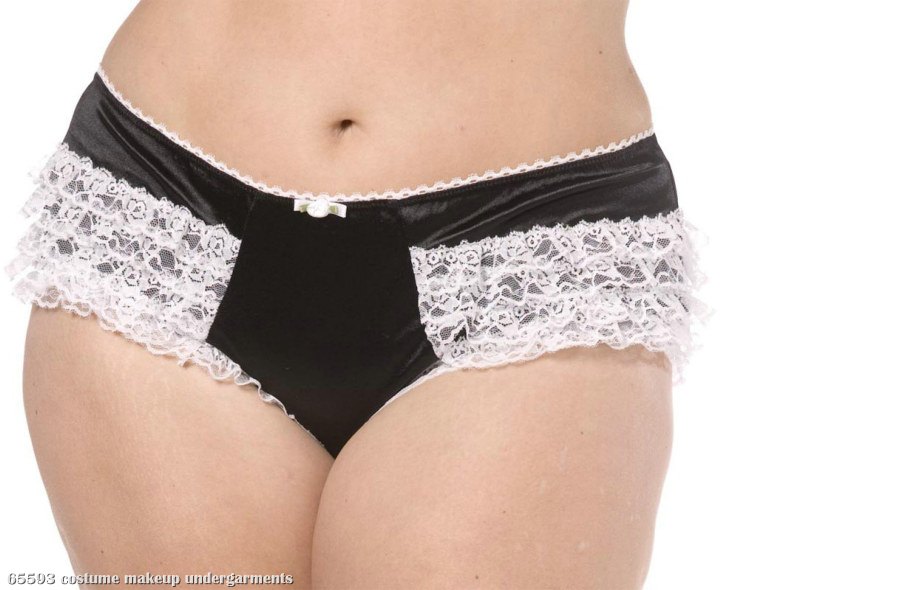 Black/White Ruffled Panties Adult Plus - Click Image to Close