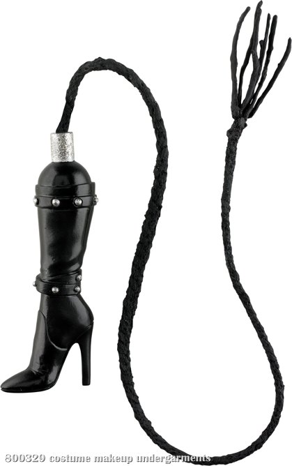 Black Boot Whip W/ Garter (Adult) - Click Image to Close