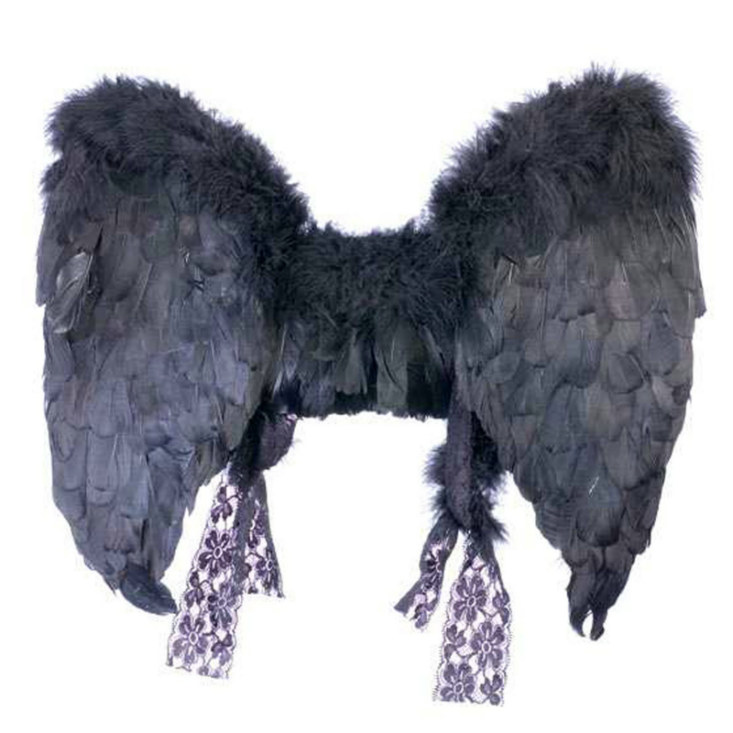 Adult (Black) Feather Angel Wings - Click Image to Close