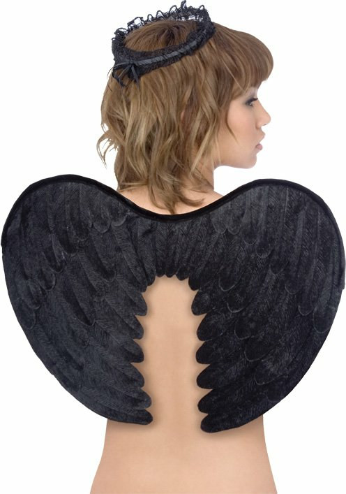 Velvet Angel Wings and Halo (Black) Adult